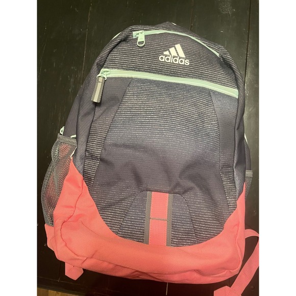 Adidas Backpack Girls Pink Gray Stripe School Gym Travel Bag - Picture 1 of 4